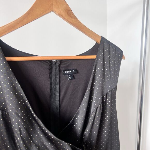 Torrid Black & Gold Peplum Dress Plus Size‎ 12 Fitted Slimming Business Casual - Picture 3 of 4
